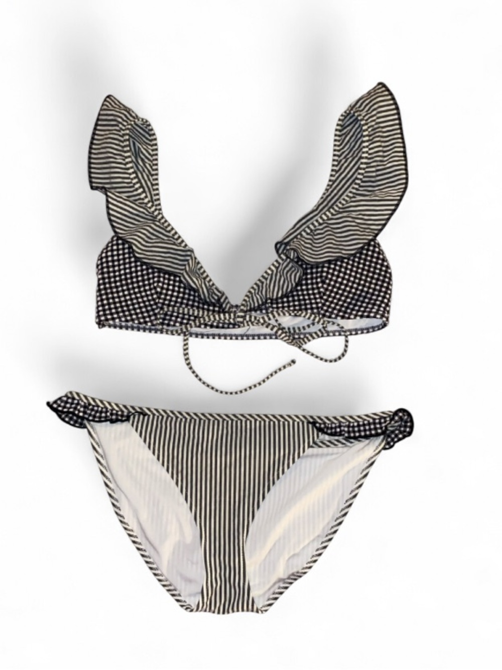 aerie Black & White Striped Ruffle Bikini - Picture 2 of 13